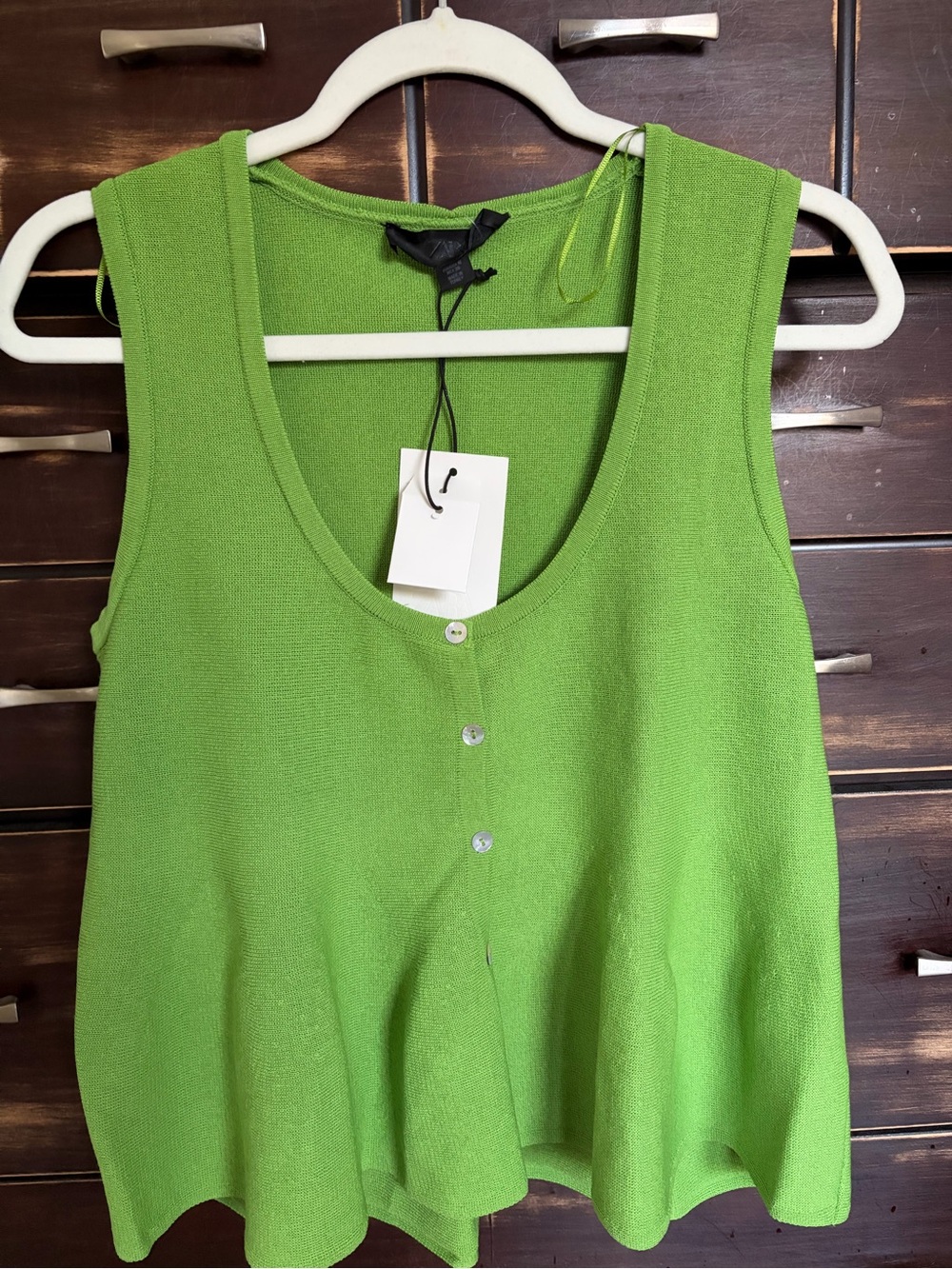 Zara Green Scoop Neck Button-Front Women's Tank Top/ Size Medium